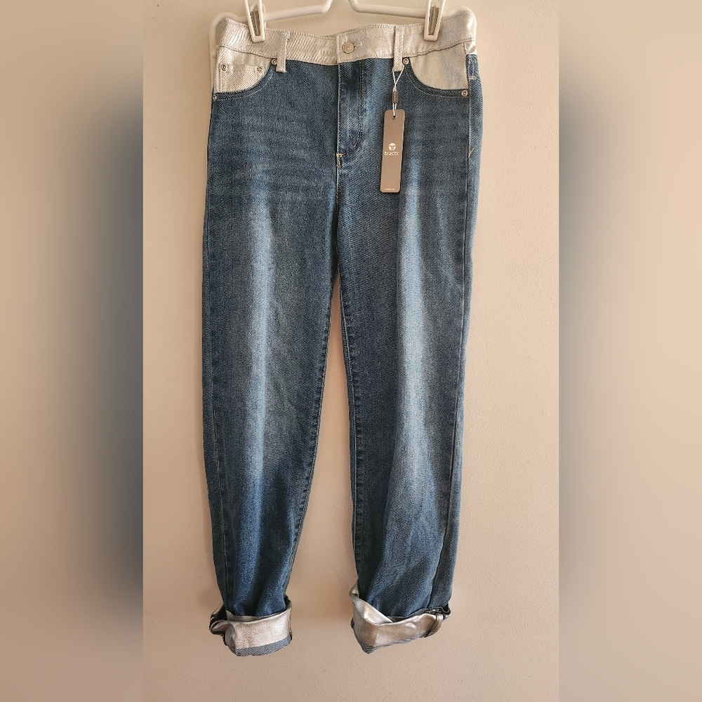 NWT Tractr Girls High Rise Straight Cuffed Jeans